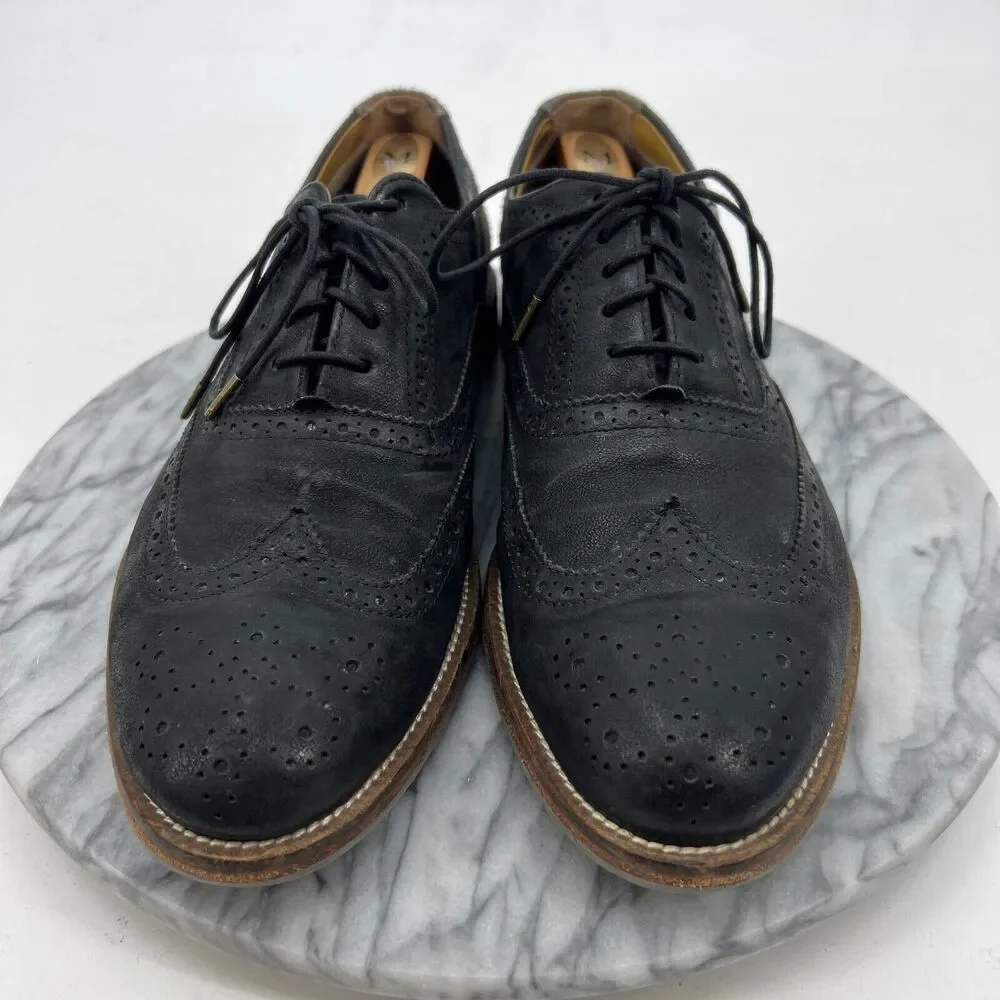 J Shoes Oxford Men 11 Black Charlie Plus Wingtip Drizzle Leather Brogue Business